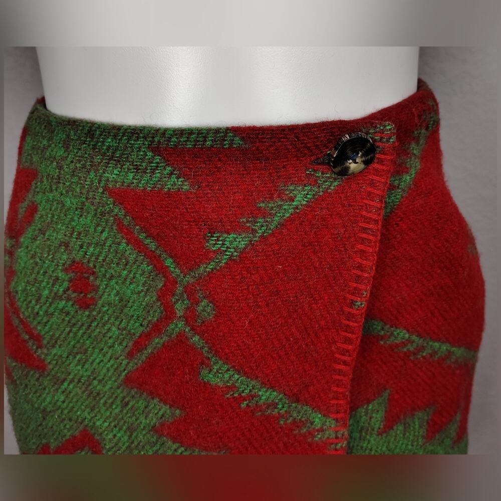 Ralph Lauren Country Wool Southwest Tribal Blanket Skirt Red Blue Green 6 - Picture 11 of 16